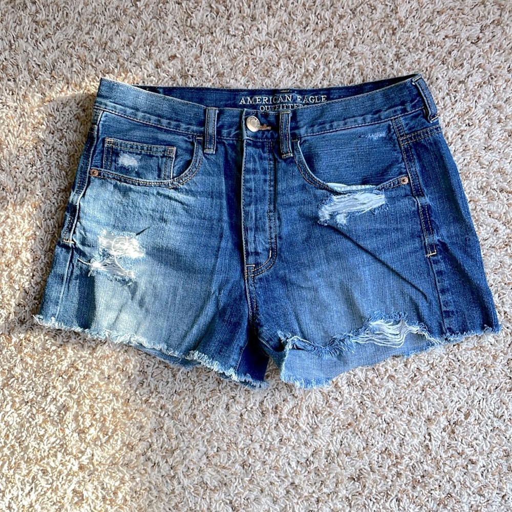 🍂 American Eagle Button Fly Cutoff Jean Shorts - Picture 1 of 8